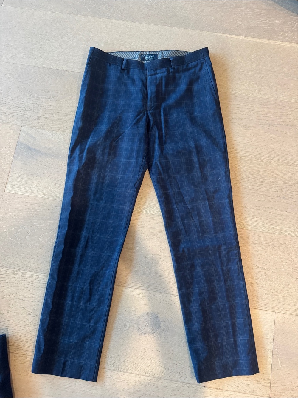 Men's Plaid Dress Pants in Dark Navy